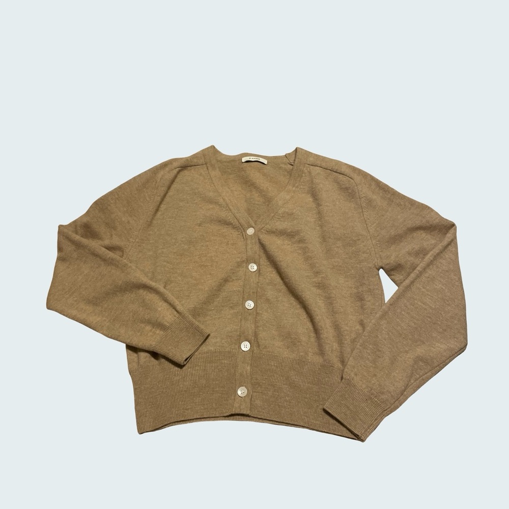 Classic Tan Button-Up Cardigan
